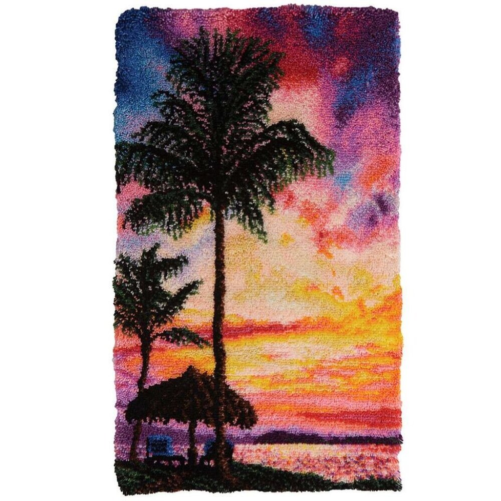 Sunset on Beach | Rug Making Latch Hooking Kit (52x38cm print canvas)